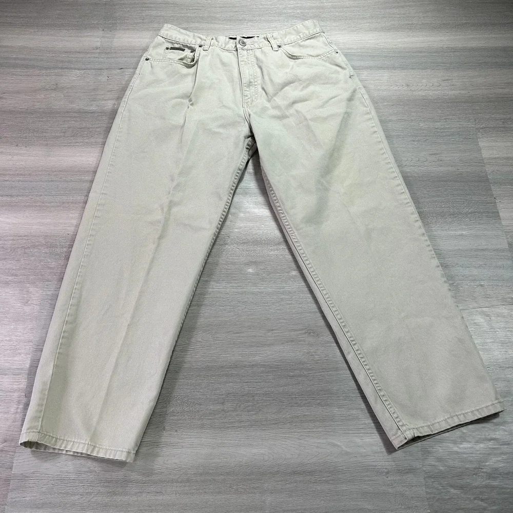VINTAGE Calvin Klein Jeans Mens 32x28‎ Beige Straight Leg Denim Pants 90s